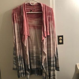 2 piece set cardigan and tank tie-dye